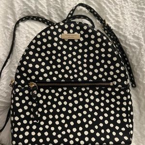 KATE SPADE*** Polka Dot Small Nylon Backpack (Travel Black/White)